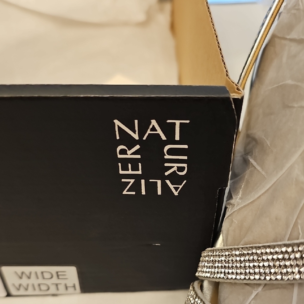 Naturalizer Silver Strappy Heels Wide Width - Picture 2 of 7